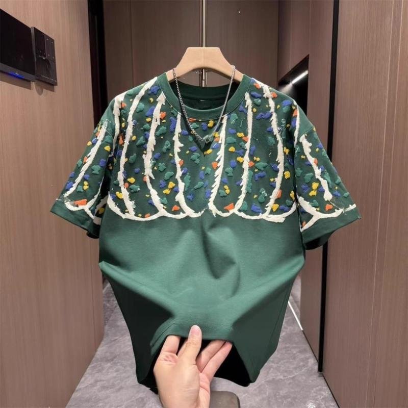 Foreign Trade Clearance~ Withdrawn Items, Bargain Personalized Printed Round-Neck Fashion Heavyweight Short-Sleeve Summer New Trendy Brand Pure Cotton T-Shirt