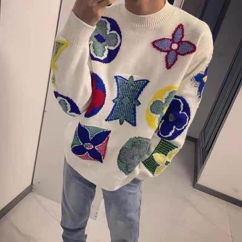 Jacquard Sweater Four-Leaf Clover Pattern Loose Knitted Men's and Women's Autumn and Winter