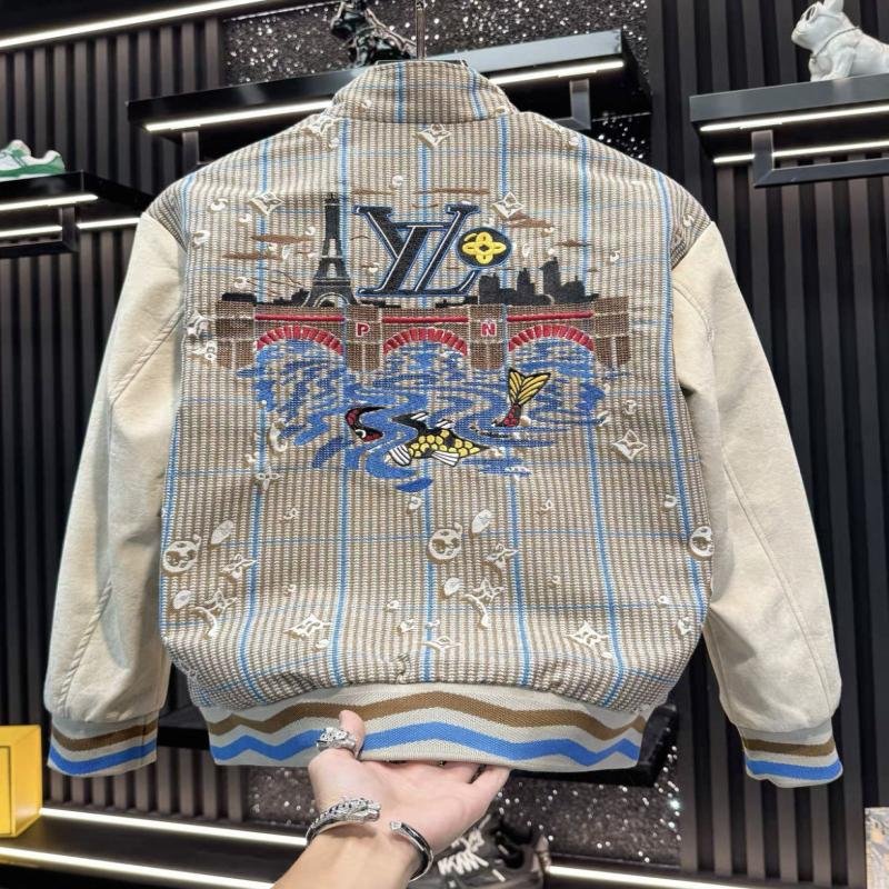 European Men's High-End Embroidered Plaid Casual Jacket 2025 New Autumn Trendy Brand Patchwork Baseball Jacket for Men
