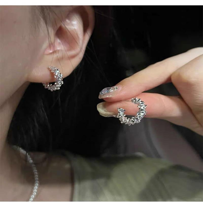 Silver Stud Earrings for Women, Elegant and Suitable for Pierced Ears
