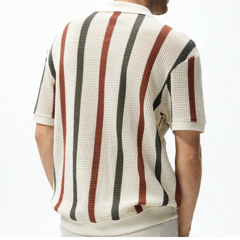 Hot Sale Smart Casual t Shirt Men High Street Oversize Golf Short Shirt Custom Pattern Short Sleeve Knit t Shirt
