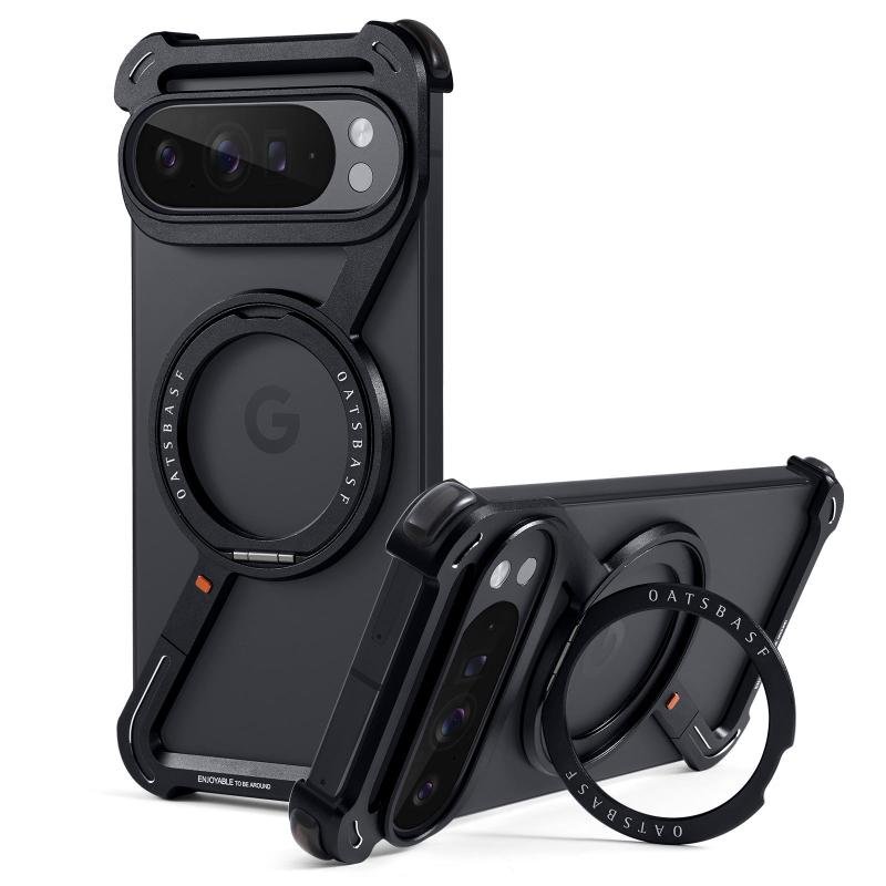 Google Pixel 10 Pro XL, Metal Phone Case with 360 Degree Rotatable Ring Stand, Wireless Charging Supported