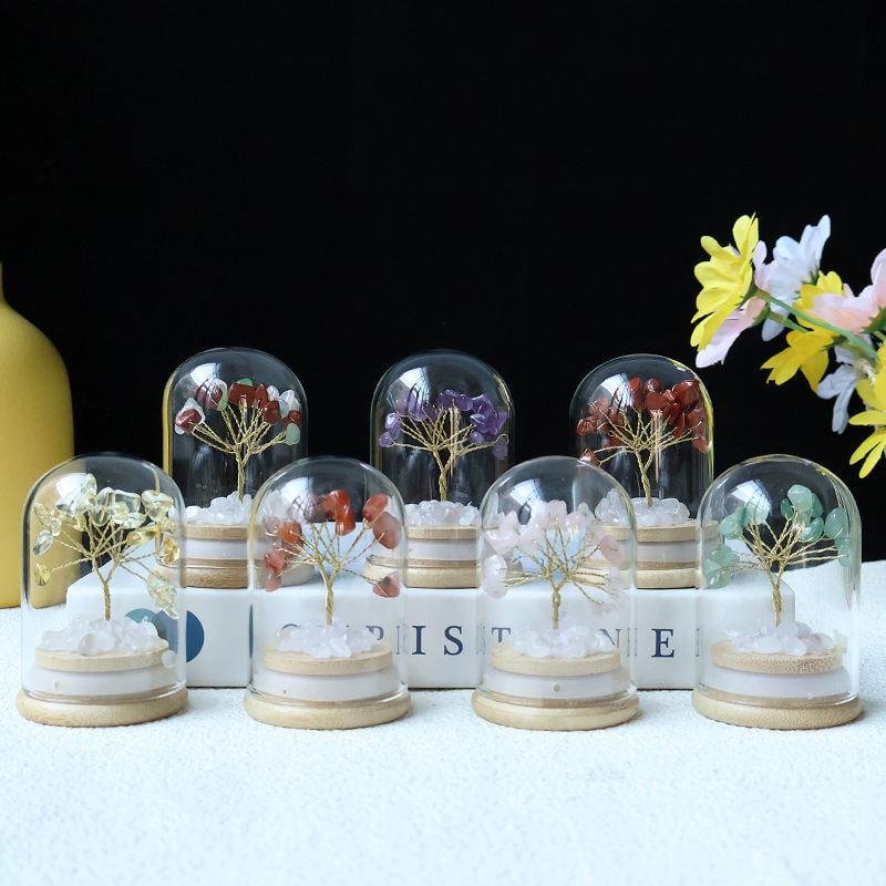 Hot Selling Natural Crystal Wish Bottle, Wealth Tree Ornament, Wealth Attracting Office Desktop Decoration