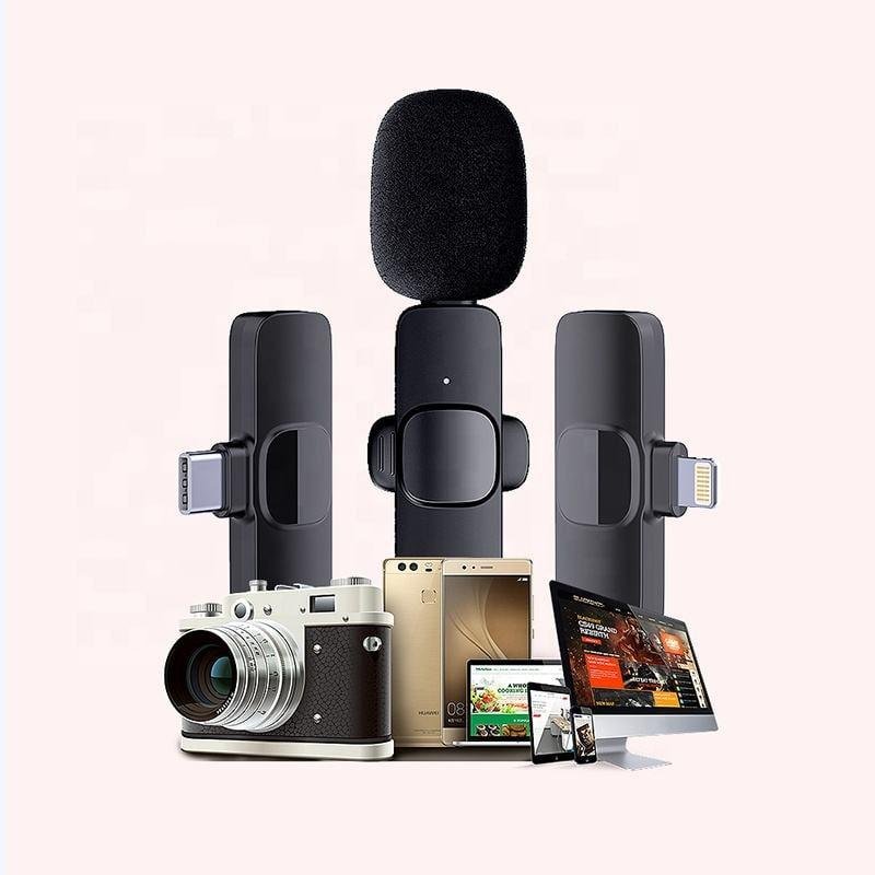 2in1 BlNew Professional Live Noise Cancelling Wireless Clip Lavalier Condenser Microphone LED Lights 2.4Ghz for Smartphone USB Type-Cuetooths Microphone K9 Wireless Lavalier Microphone Noise Reduction Outdoor Live Broadcast USB Lavalier Microphone