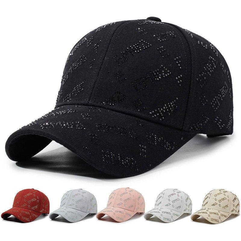 Trendy Assorted Color Rhinestone Designed Chic Sparkling Customizable Daily Casual Outdoor Denim Baseball Cap 100% Polyester