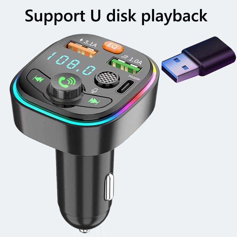 Hot Sale Dual PD Type-C USB Car Charger Handsfree Car Kit Mp3 Player Car Modulator Wireless Radio Q6 FM Transmitter