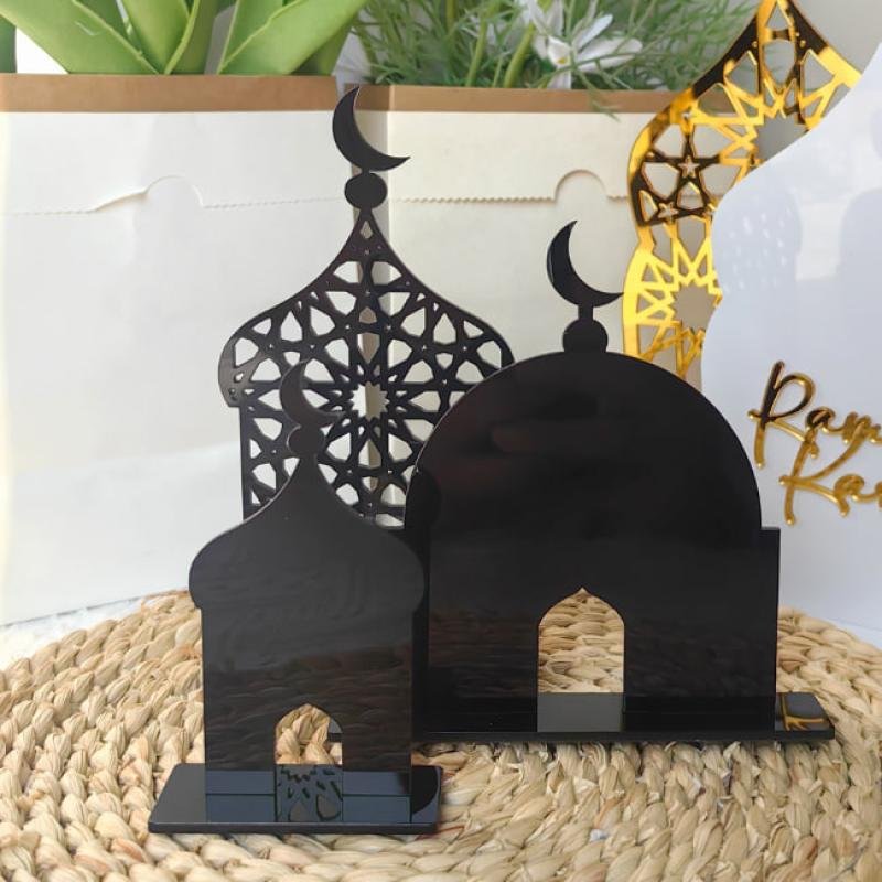 Mubarak Ornament Ramadan Eid Ornaments Acrylic Castle Tabletop Decorations Islamic Muslim Party Decoration Festival Decorations