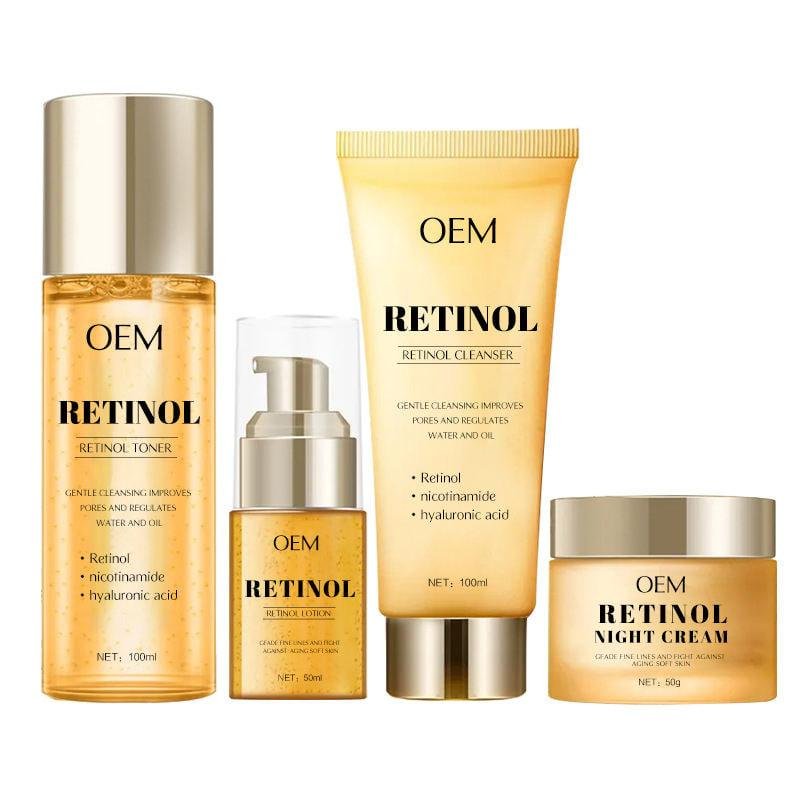OEM Customized Private Brand Face Care Cleanser Toner Cream Lotion Retinol Skin Care Set