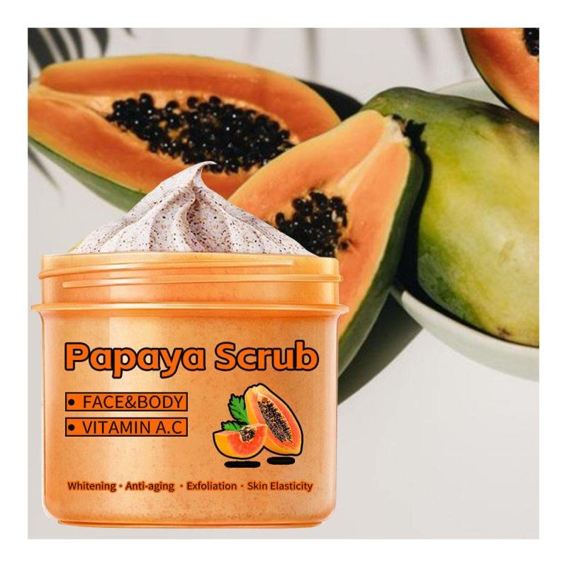 Papaya Exfoliator Natural Turmeric Organic Sea Salt Body Facial Exfoliating Scrub for Black Women