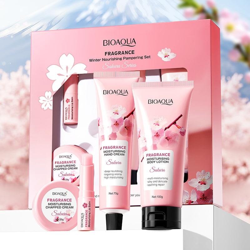 BIOAQUA Herbal Long Lasting Moisturizing and Nourishing Sakura Series Skin Care Set