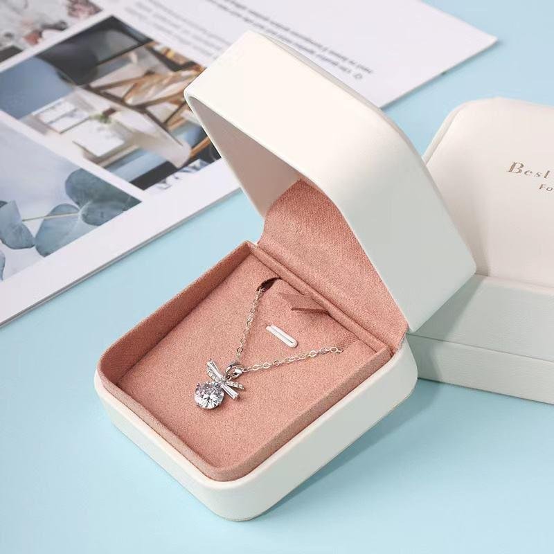 FORTE One Stop Service Custom Luxury Jewellery Packaging Box Ring Necklace Bracelet Boxes White PU Leather Jewelry Box with Logo
