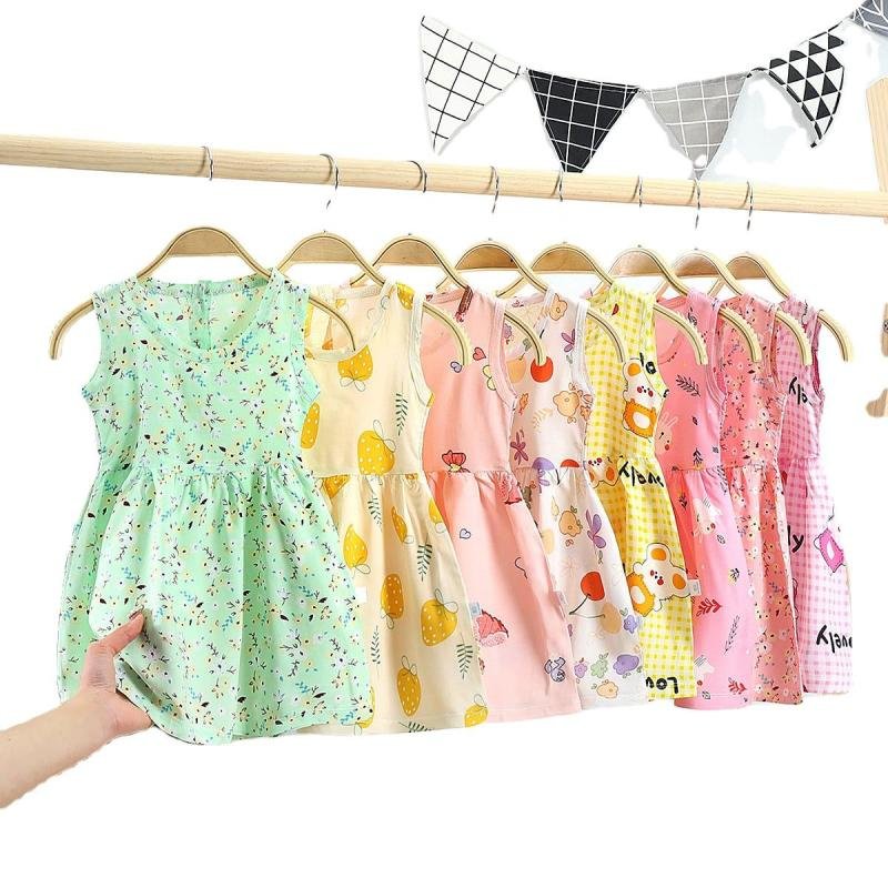 1-7 Years Baby Girl Dress Sleeveless Cotton Flower Dress Children Clothes Wear Summer Princess Dress for Kids Girls