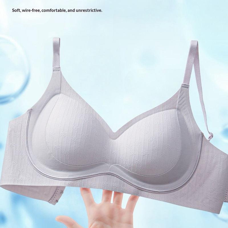 In Stock Wholesale Jelly Striped No Removable Pads Racerback Breathable Anti Sagging Push up Women's Seamless Bra