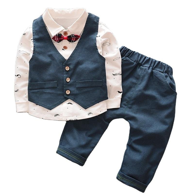 Baby Boutique Wholesale Formal Long Sleeve Bowtie Shirt Vest and Trouser Clothing Set 3pcs Boys Clothing Sets