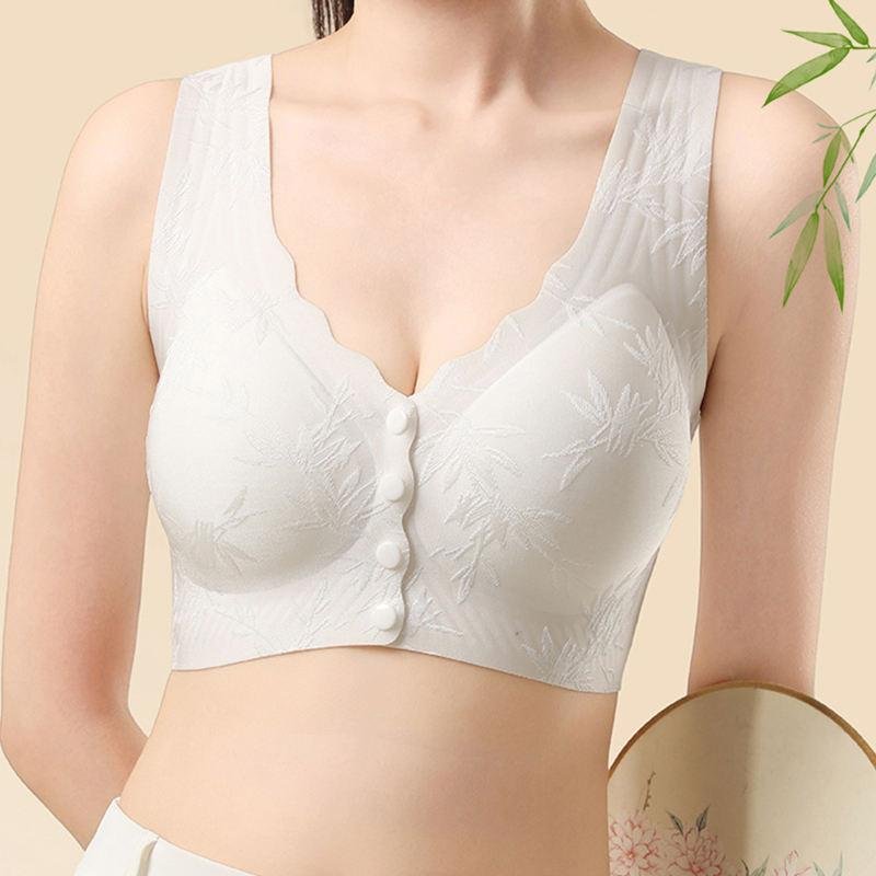 Wholesale Embossed Front-Closure Fixed Padding Women Bra Jelly Gel Soft Support Push-Up Shaping Underwear