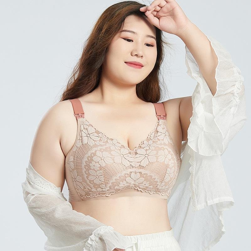 Thin Style Large Cup Oversize No Steel Band Latex and Silk Bra for Breastfeeding Maternity Lingerie