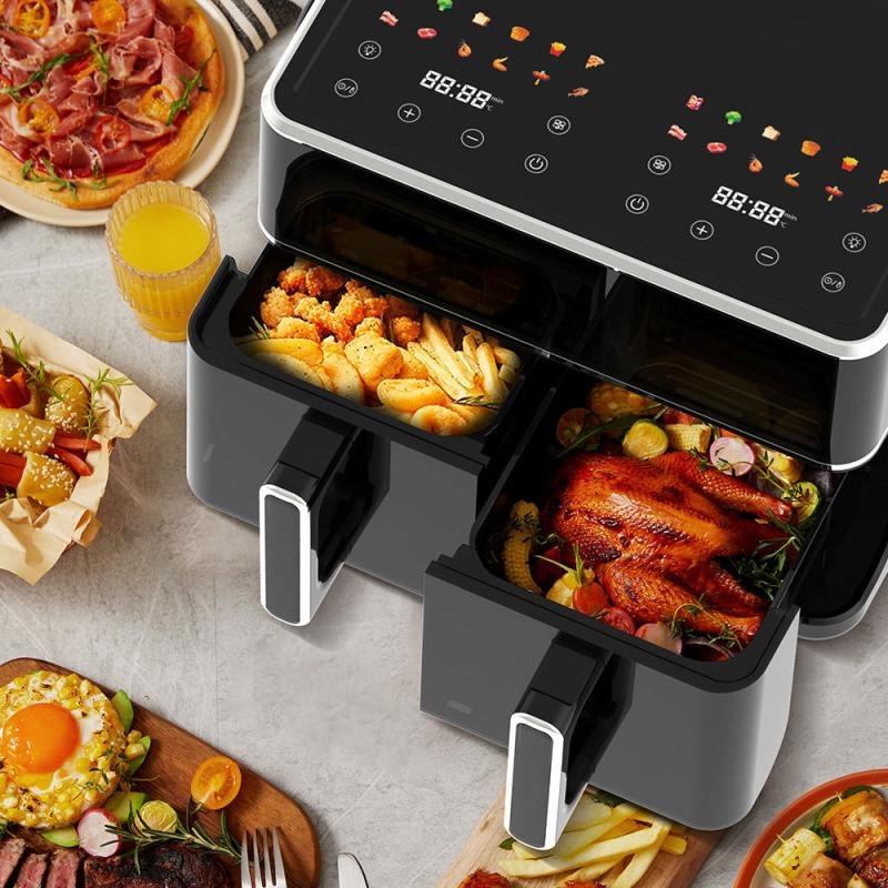 Custom 5L + 5L Capacity Dual Cooking Zone Smart Control Visual Dual Basket Air Fryer
