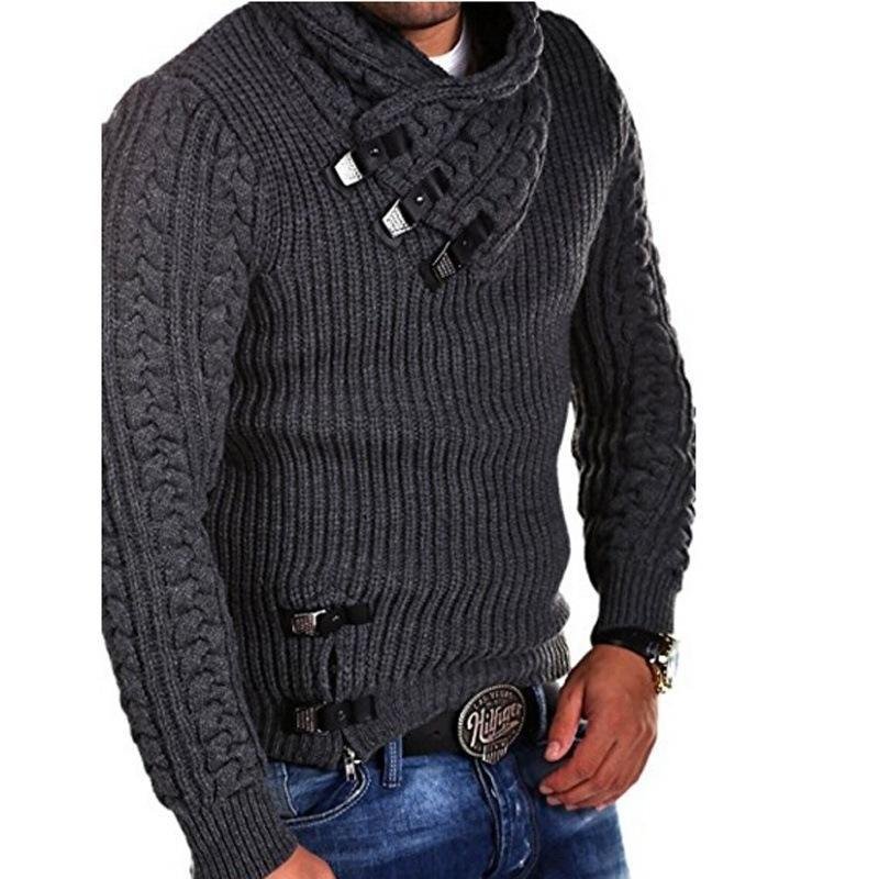 Fashion Men's Knit Sweater Long Sleeve Turtle Neck Sweaters Knitwear for Man Autumn Winter Clothing