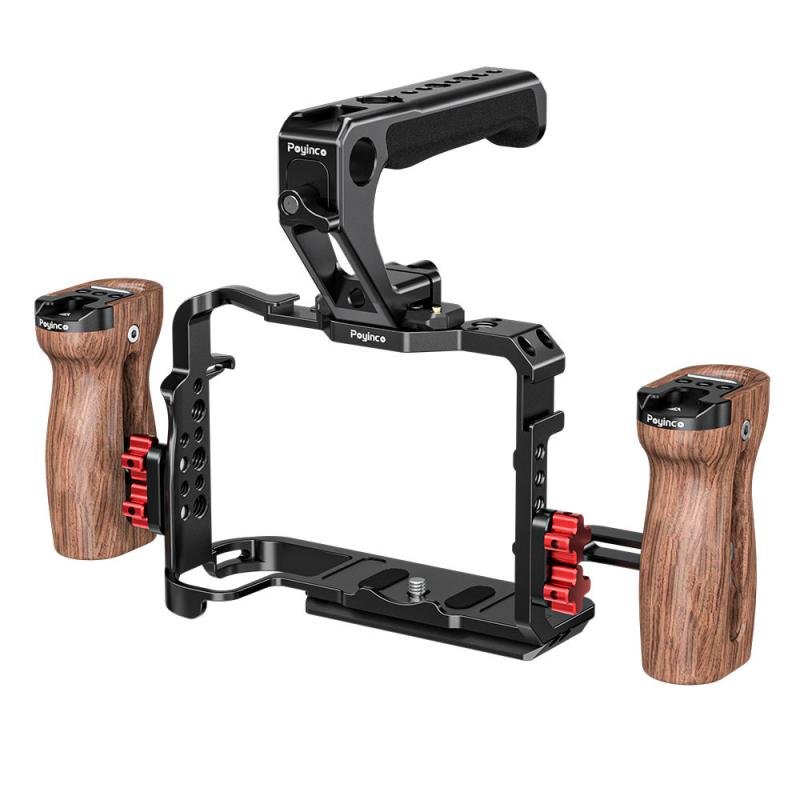 CNC Machined Anodized Aluminum Anti-Scratch Portable Camera Cage Accessories Camera Handle Poyinco OEM